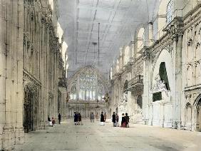 The Guildhall, Interior, from 'London As It Is', engraved and published by the artist, 1842 (colour