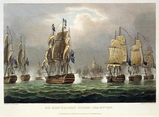 Sir Robert Calder's Action, July 22nd 1805, engraved by Thomas Sutherland for J. Jenkins's 'Naval Ac from Thomas Whitcombe