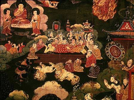 Parinirvana, from 'The Life of Buddha Sakyamuni' from Tibetan Art