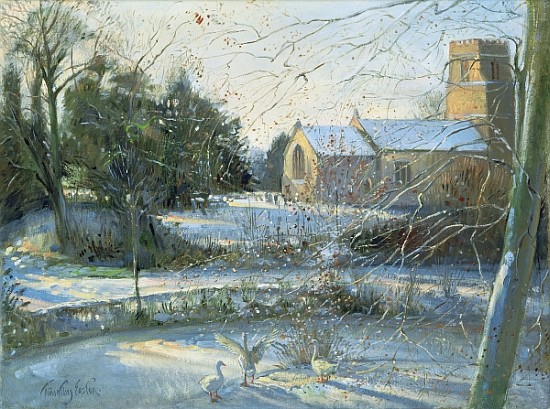 The Frozen Moat, Bedfield (oil on canvas)  from Timothy  Easton