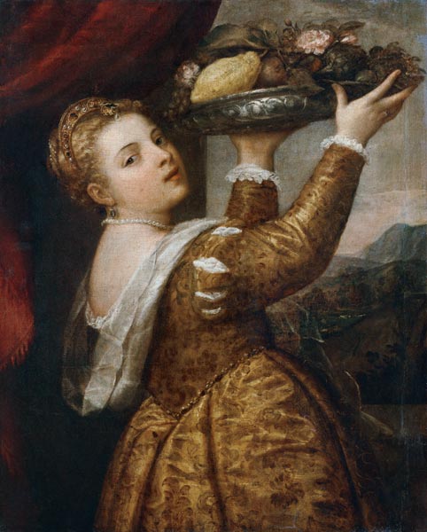 Girl with fruit bowl from Tizian (aka Tiziano Vercellio)