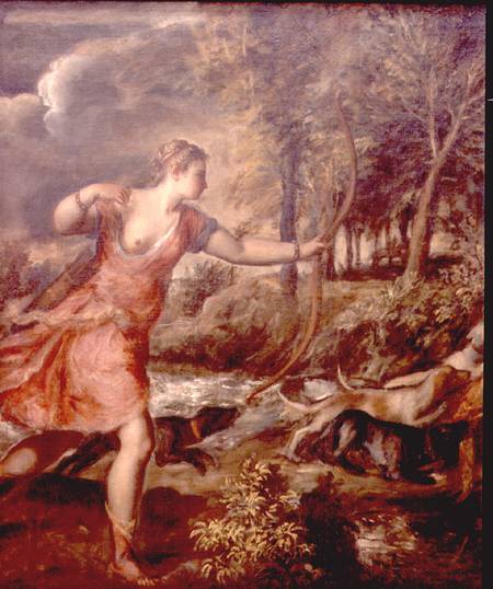 The Death of Actaeon, detail of Diana from Tizian (aka Tiziano Vercellio)