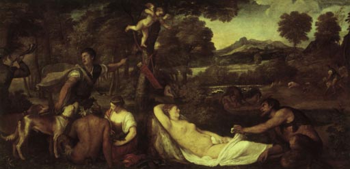 Jupiter und Antiope from Tizian (aka Tiziano Vercellio)