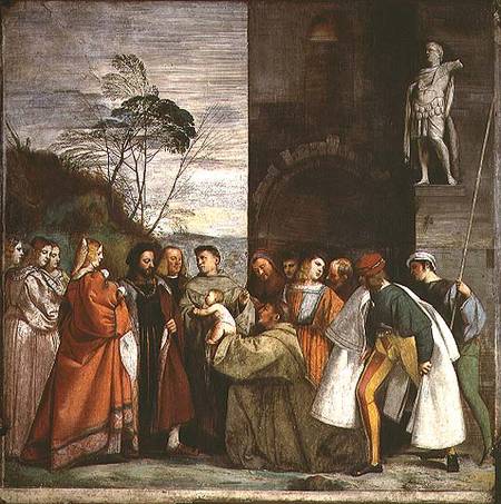 The Miracle of the Speech of the Newborn Child from Tizian (aka Tiziano Vercellio)