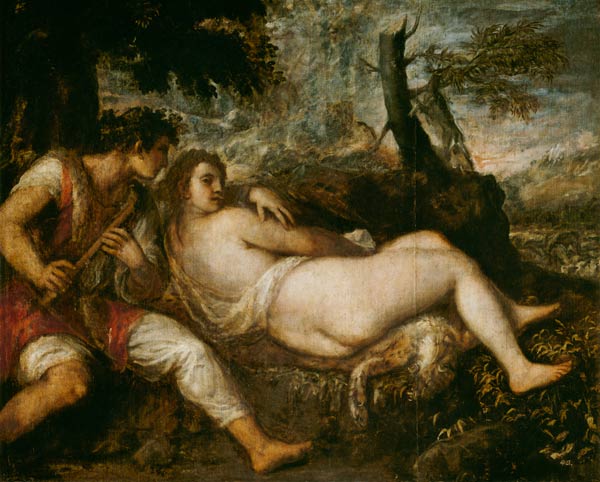Nymph and Sheperd from Tizian (aka Tiziano Vercellio)
