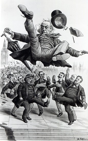 Gladstone being kicked out of parliament, c.1894 from Tom Merry