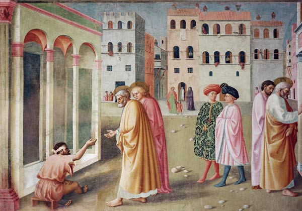 St. Peter healing a cripple, c.1427 (fresco) (detail of 57195) from Tommaso Masolino da Panicale