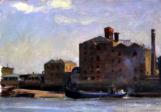 Against the Tide, Rotherhithe, 1992 (oil on canvas)  from Trevor  Chamberlain