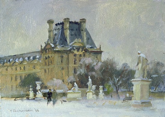 Snow in the Tuilleries, Paris, 1996 (oil on canvas)  from Trevor  Chamberlain