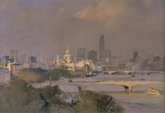 Sultry Afternoon in August, King''s Reach, 1988 (oil on canvas)  from Trevor  Chamberlain