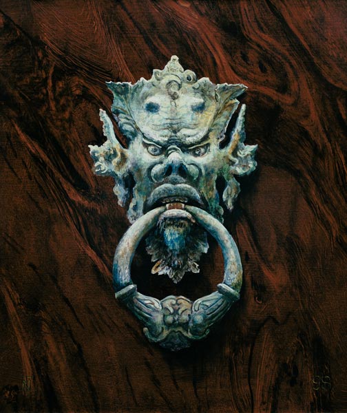One Pair of Tuscan Knockers (Devil) 1998 (oil on board)  from Trevor  Neal