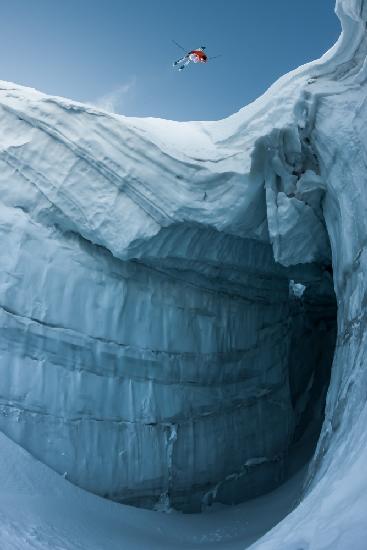 Frontflip above the crevasse with Guerlain Chicherit