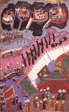 TSM H.1524 The Forces of Suleyman the Magnificent (1484-1566) Besieging a Christian Fortress, from t