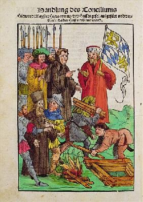 The execution of Jan Hus or one of his priests at the Council of Constance, from ''Chronik des Konzi