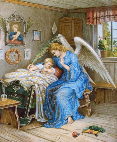 Guardian Angel with a sleeping Child from (around 1900) Anonym
