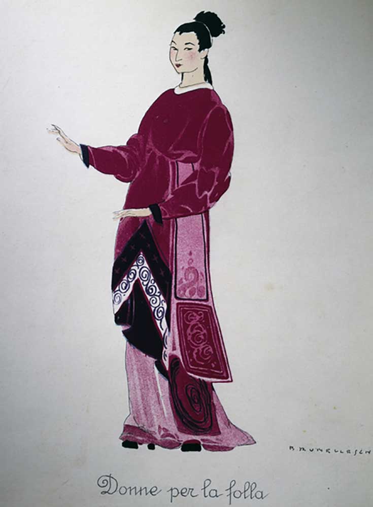 Costume of a lady from Turandot by Giacomo Puccini, sketch by Umberto Brunelleschi (1879-1949) for t from Umberto Brunelleschi