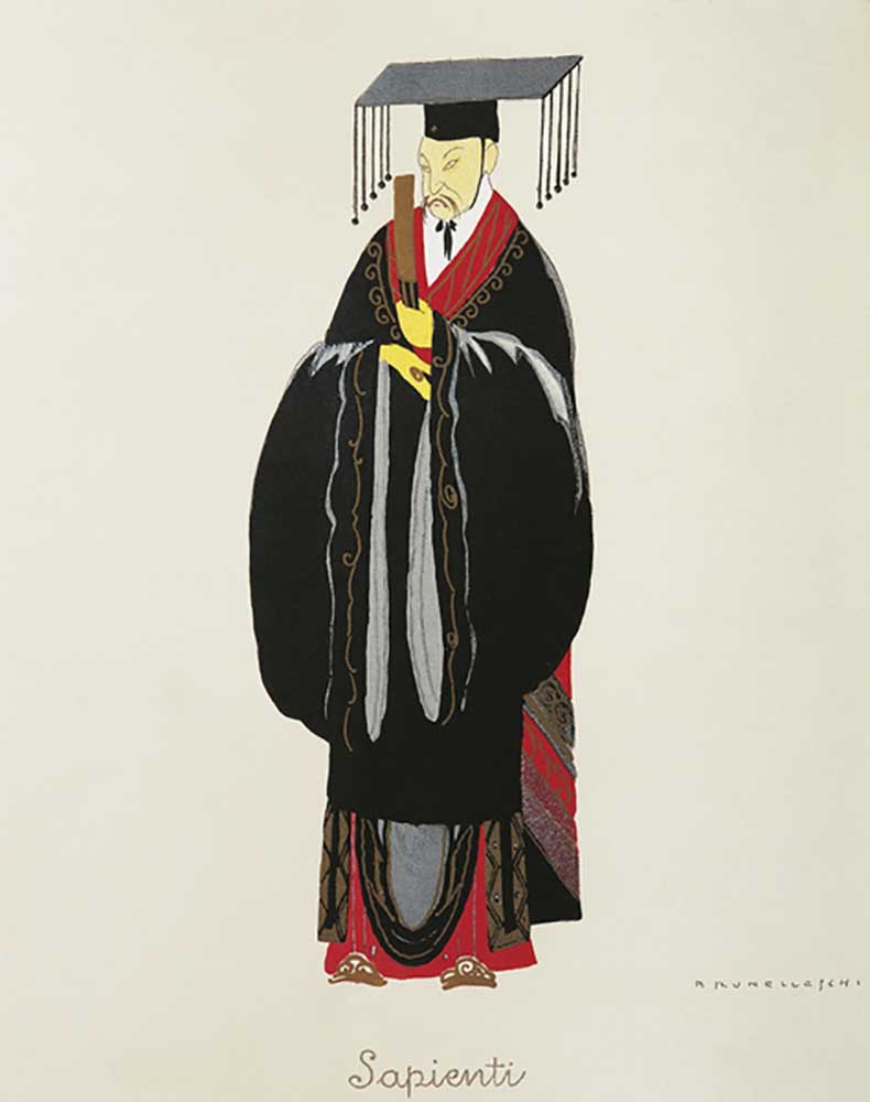 Costume for a scholar from Turandot by Giacomo Puccini, sketch by Umberto Brunelleschi (1879-1949) f from Umberto Brunelleschi