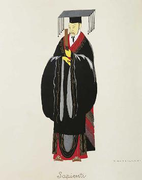 Costume for a scholar from Turandot by Giacomo Puccini, sketch by Umberto Brunelleschi (1879-1949) f
