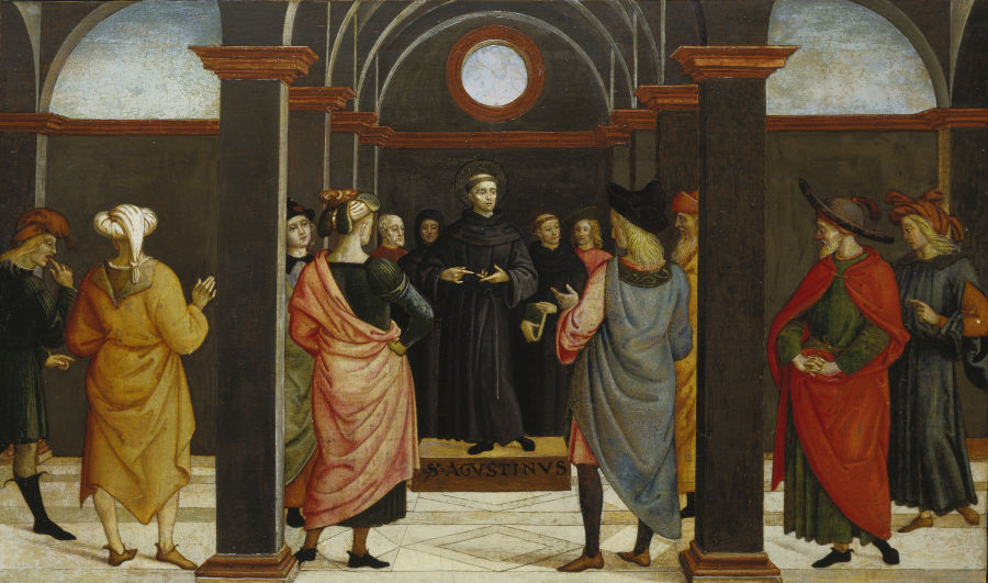 Saint Augustine disputing with the heretic Fortunatus from Umbrischer Meister um 1500