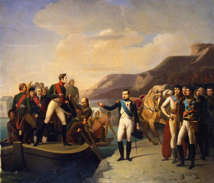 Emperors Alexander I of Russia and Napoleon I of France at the Neman near Tilsit on July 1807 from Unbekannter Künstler