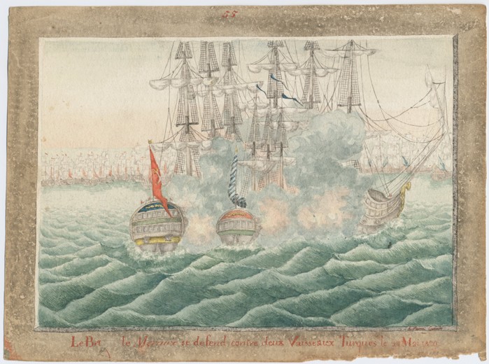 Brig "Mercury" fighting two Turkish ships on May 14th, 1829 from Unbekannter Künstler