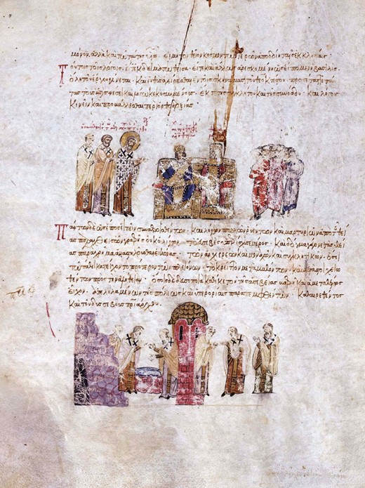 The Council of Constantinople ("Triumph of Orthodoxy") in 843 (Miniature from the Madrid Skylitzes) from Unbekannter Künstler
