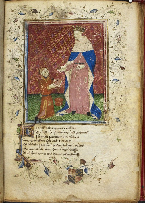 The author presenting his book to Henry V (from Thomas Hoccleve's Regiment of Princes) from Unbekannter Künstler