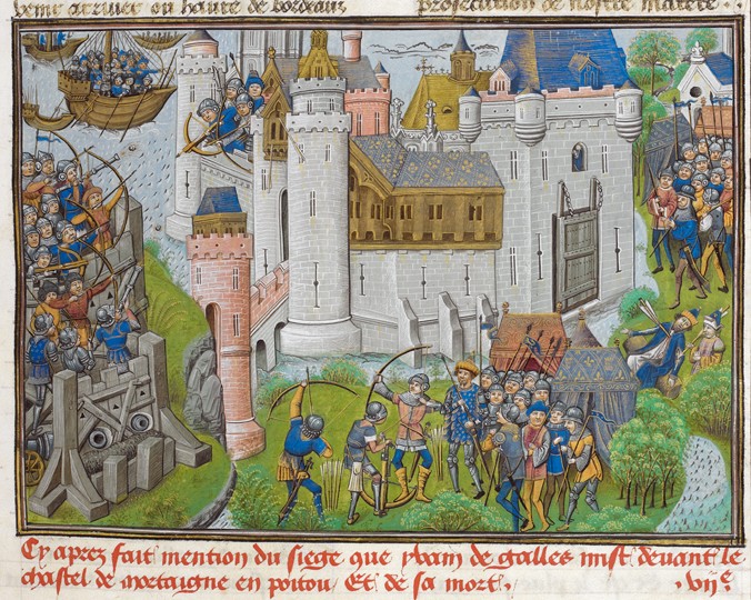 The Siege of the Castle of Mortagne, near Bordeaux, in 1377 (aus Recueil des croniques d'Engleterre  from Unbekannter Künstler
