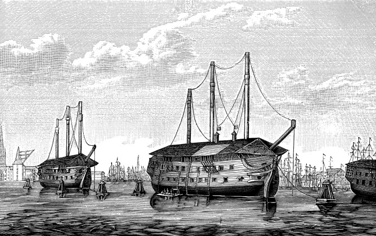 The Danish prison-ships "Dronning Maria" and "Waldemar" at Copenhagen from Unbekannter Künstler