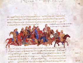 The Pechenegs in the fight against warriors of Svyatoslav I (Miniature from the Madrid Skylitzes)