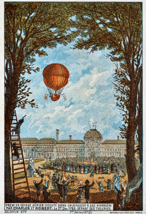 First aerial voyage by Charles and Robert, 1783 (From the Series "The Dream of Flight") from Unbekannter Künstler