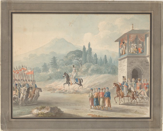 Georgian cavalry review from Unbekannter Künstler