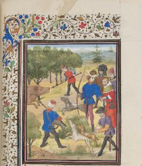 John II Comnenus, Byzantine emperor at the hunt. Miniature from the "Historia" by William of Tyre