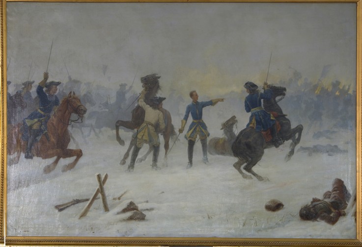 King Charles XII at the Battle of Narva on 19 November 1700 from Unbekannter Künstler