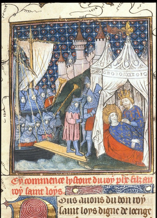 Saint Louis died during his second crusade in Tunis (From the Chroniques de France ou de St Denis) from Unbekannter Künstler