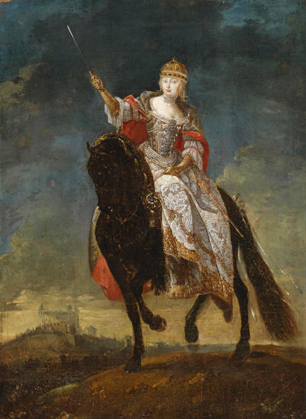 Maria Theresia as Queen of Hungary on the crowning hill of Pressburg from Unbekannter Künstler
