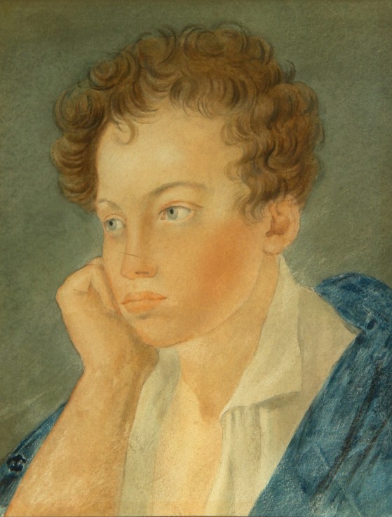 Portrait of the poet Alexander S. Pushkin (1799-1837) from Unbekannter Künstler