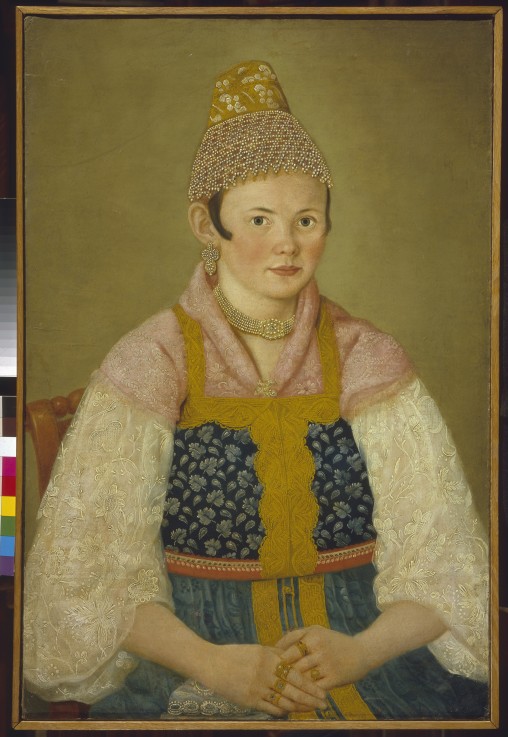 Portrait of a Merchant Woman in Kokoshnik "Kabluchok" from Unbekannter Künstler