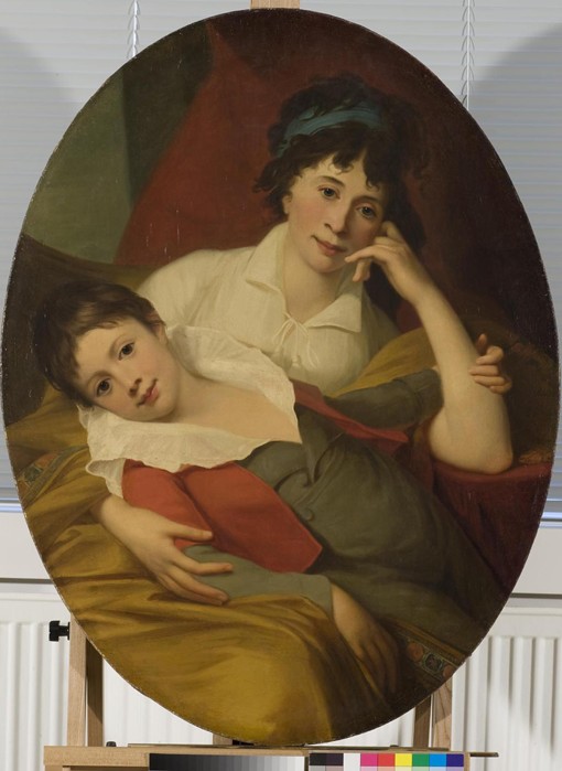 Portrait of Ekaterina Fyodorovna Muravyova-Apostol (1771-1848) with son from Unbekannter Künstler
