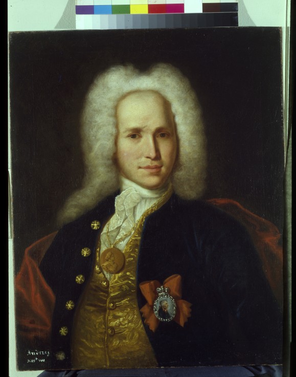 Portrait of the scientist, military engineer and inventor Andrey Nartov (1683-1756) from Unbekannter Künstler