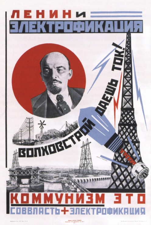 Lenin and electrification (Poster) from Unbekannter Künstler