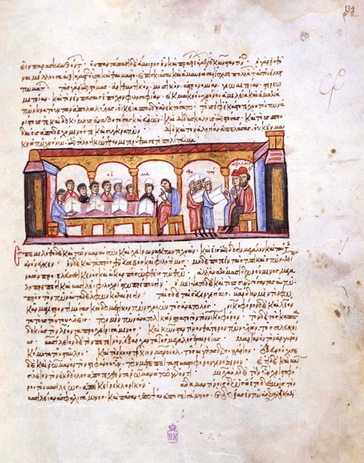 School at the Time of Emperor Constantine VII (Miniature from the Madrid Skylitzes) from Unbekannter Künstler