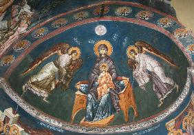 The Virgin Enthroned with Christ Emmanuel with Archangels Michael und Gabriel