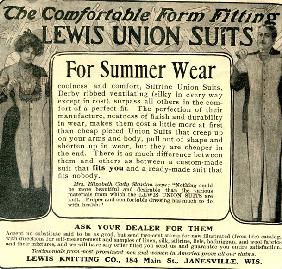 Advertising image of Lewis Union Suits