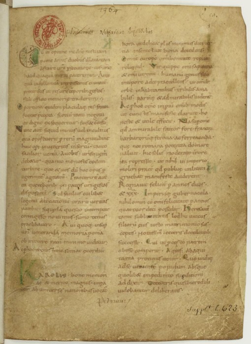 Historia Brittonum by Nennius. First page of manuscript from Unbekannter Meister