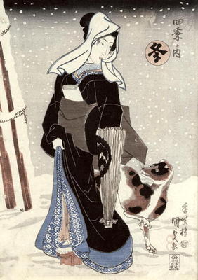 Winter, from the series 'Shiki no uchi' (The Four Seasons) (colour woodblock print) from Utagawa Kunisada