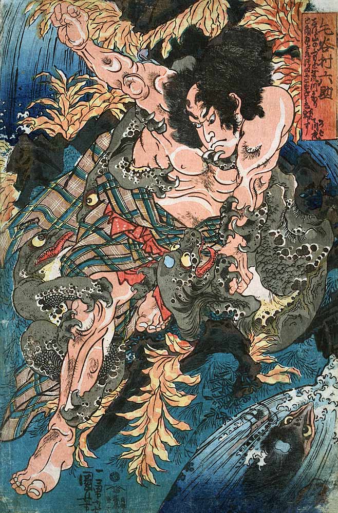 Rokusuke kämpft mit den Wassermännern (Aus einer unbetitelten Serie von Kriegerdarstellungen) from Utagawa Kuniyoshi