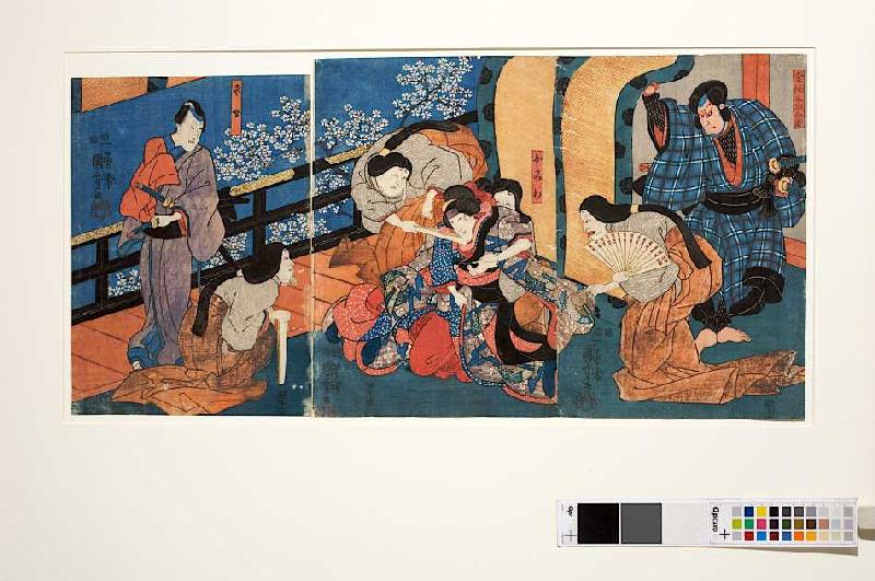Die Palastdamen quälen die eifersüchtige Omiwa (Aus dem Kabuki-Schauspiel Chronik der Frauen von Imo from Utagawa Kuniyoshi