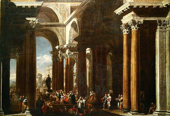 An Architectural Capriccio with a Roman Sacrifice (oil on canvas) from V. Codazzi