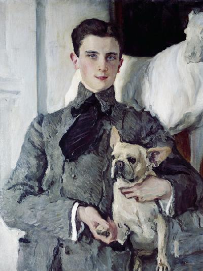 Portrait of Prince Felix Yusupov, Count Sumarokov-Elston (1887-1967) with a dog